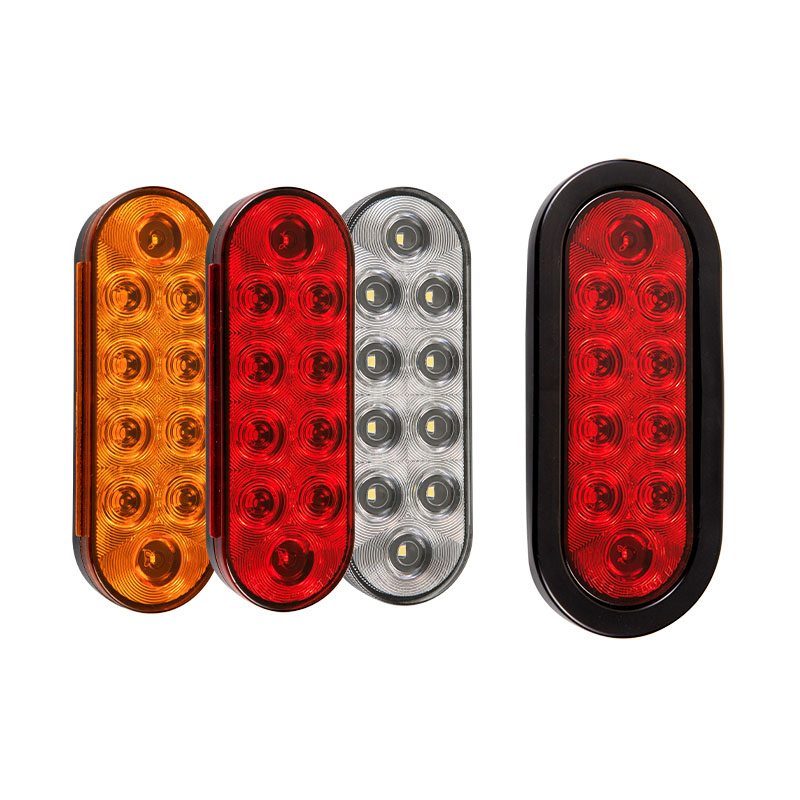 6" Oval LED Tail Lights Grommet Mount, STOP/TAIL/TURN