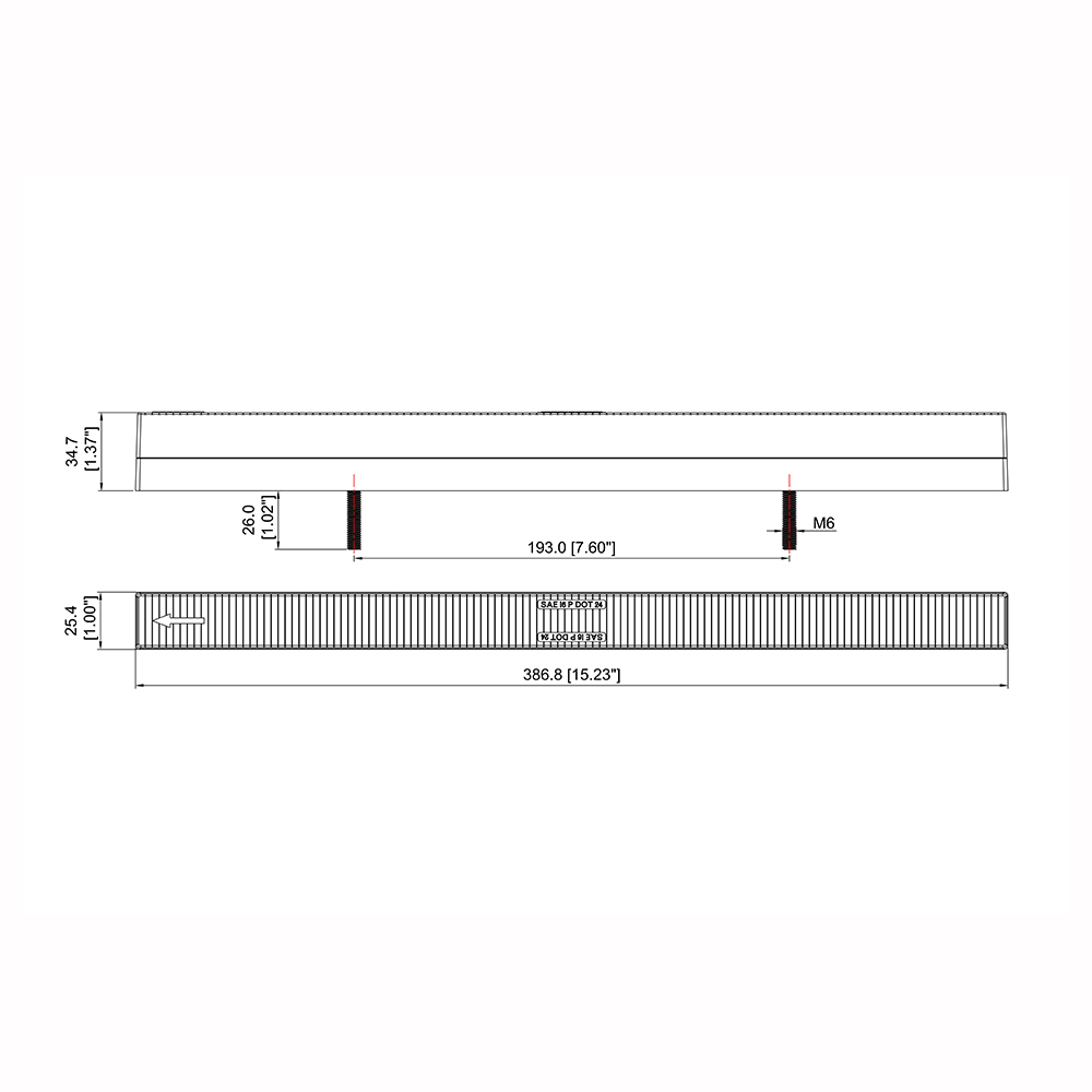 15.2“ LED Light Bar, FRONT TURN/FRONT POSITION