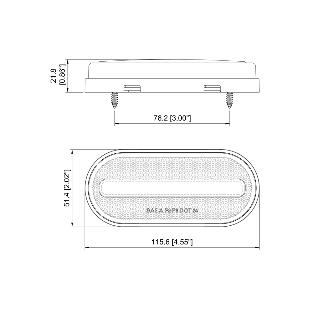 4.5”x2” Oval Neon Glow LED Marker and Clearance with Reflex