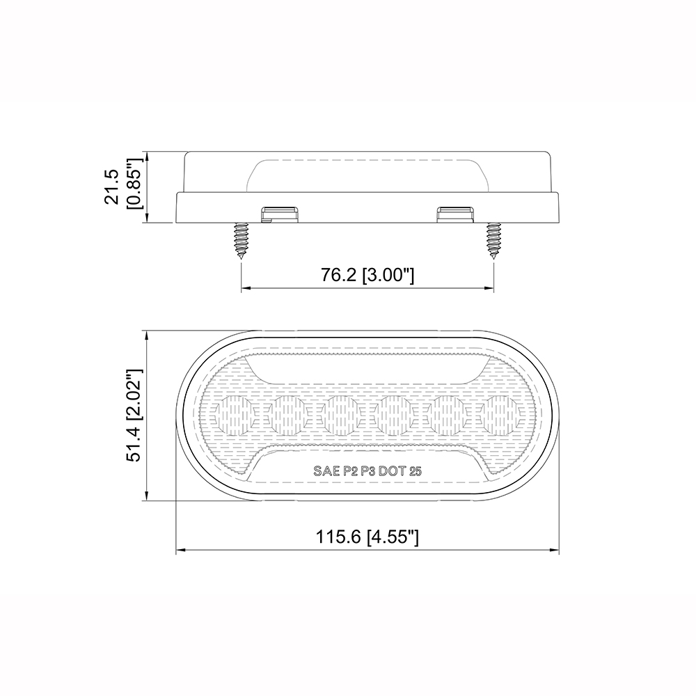4.5”x2” Oval LED Marker and Clearance with Ground Light