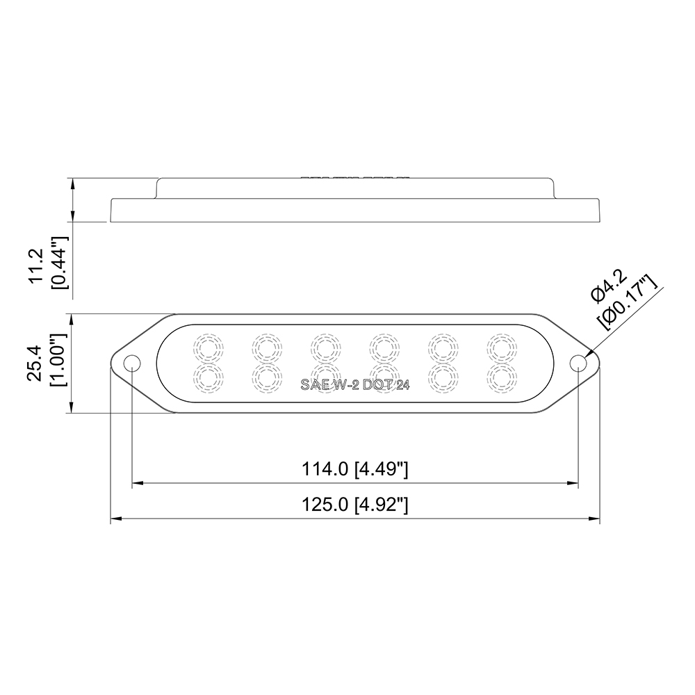 4.9” (125mm) Rectangular LED Emergency Strobing Light